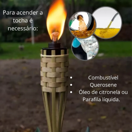 Tocha Bambu Lamparina Iluminação Festa Temática Decoração Jardim Luau 120cm