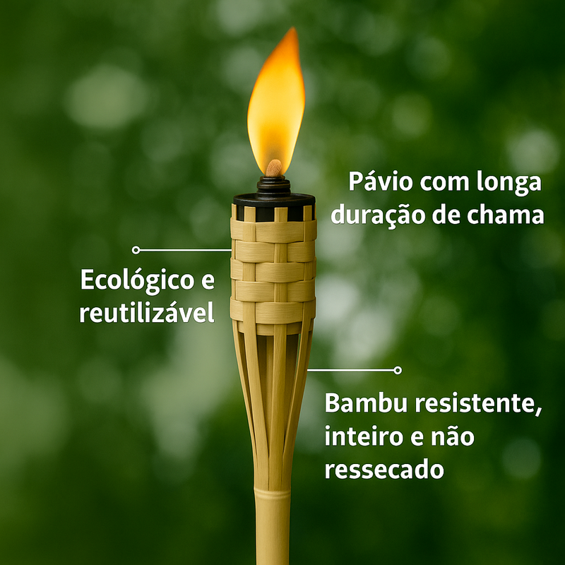 Tocha Bambu Lamparina Iluminação Festa Temática Decoração Jardim Luau 120cm
