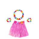Fantasia de Carnaval Feminina Havaiana Luau (Saia de Fitas, Colar, 2 Pulseiras, Coroa)