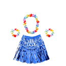 Fantasia de Carnaval Feminina Havaiana Luau (Saia de Fitas, Colar, 2 Pulseiras, Coroa)