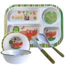 Kit Refeição Infantil Completo/ Prato Divisória/Tigela/Talheres Bichinhos /Presente Chá de Bebê
