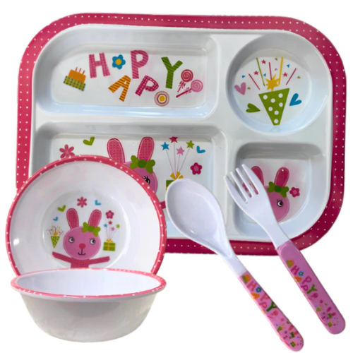 Kit Refeição Infantil Completo/ Prato Divisória/Tigela/Talheres Bichinhos /Presente Chá de Bebê
