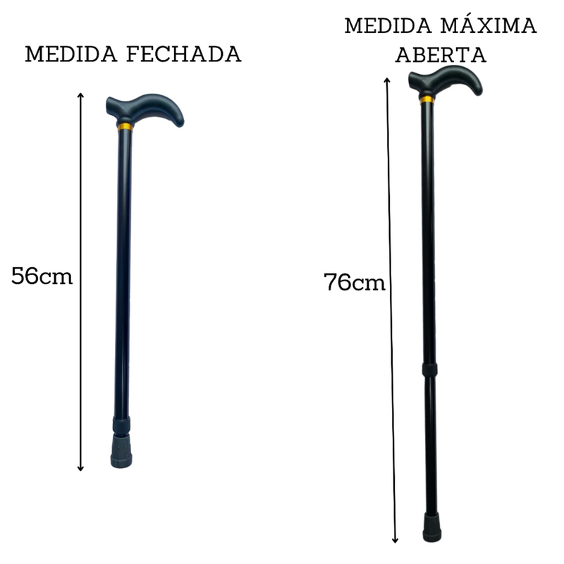 Bengala Para Idoso Alumínio Ortopédica Reforçada 6 Ajustes