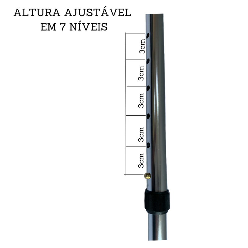 Bengala Para Idoso Alumínio Ortopédica Reforçada 6 Ajustes