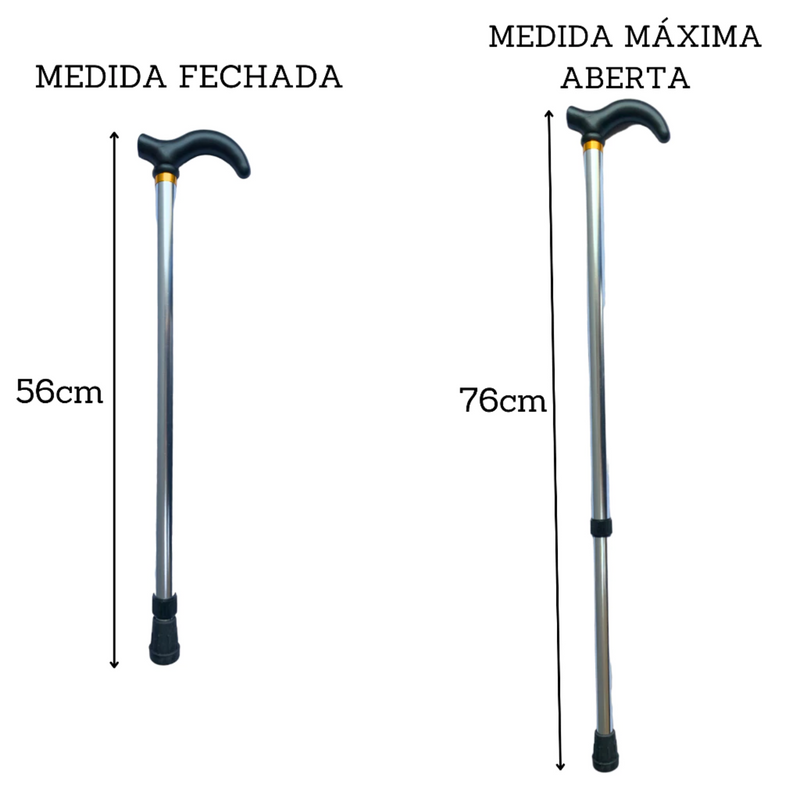 Bengala Para Idoso Alumínio Ortopédica Reforçada 6 Ajustes