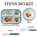 Kit Refeição Infantil Completo/ Prato Divisória/Tigela/Talheres Bichinhos /Presente Chá de Bebê
