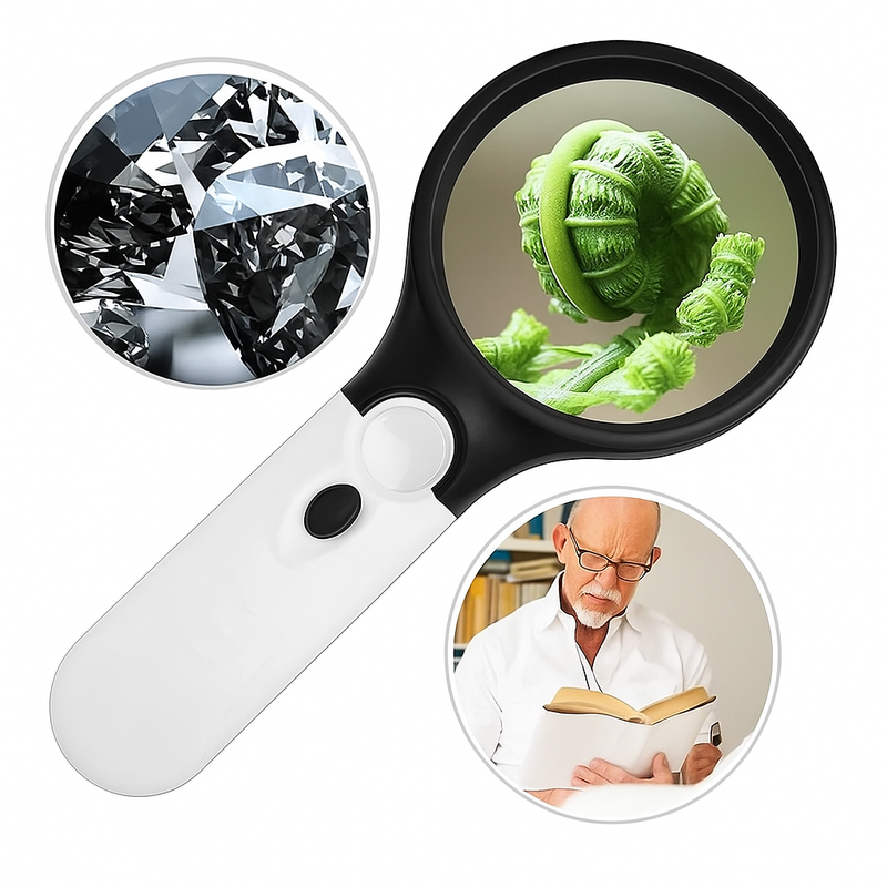 Lupa De Leitura Portátil 45X , Iluminada , Lente De Microscópio , Joias , Relógio Com 3 Leds