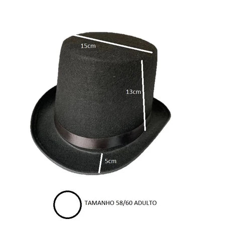 Cartola Chapéu de Magico Preto Tamanho Adulto 58 | 60 Halloween Carnaval Casamento
